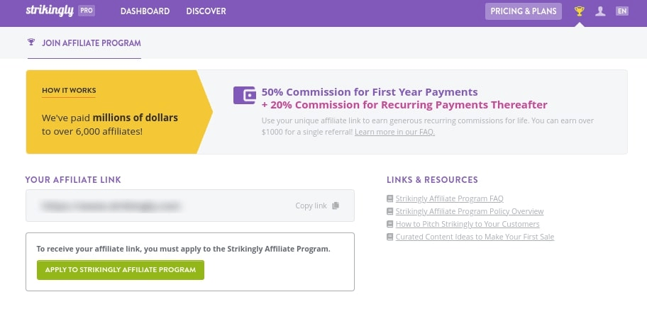 null Strikingly Affiliate Program